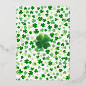 Gelukkig Klein Klavertje Baby Shower Folie Uitnodiging (Achterkant)