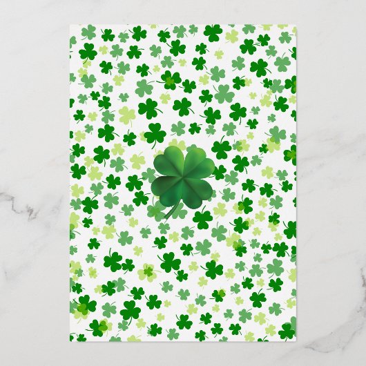 Gelukkig Klein Klavertje Baby Shower Folie Uitnodiging (Achterkant)