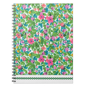 Gelukkig kleurrijk zomerpatroon botanische kunst notitieboek