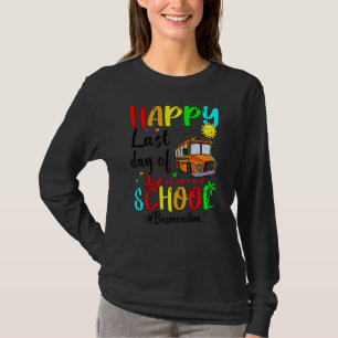 Gelukkig laatste dag schoolbusmonitor zomervacati t-shirt