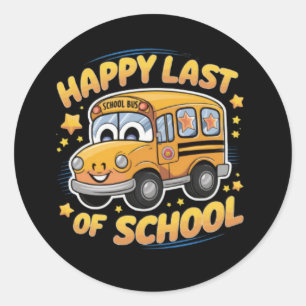 Gelukkig laatste schooldag ronde sticker