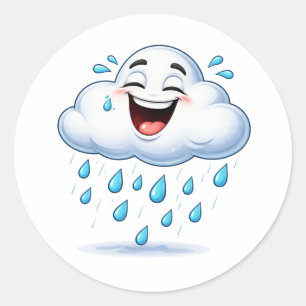 Gelukkig Lachende Regenwolk Kunststicker Ronde Sticker