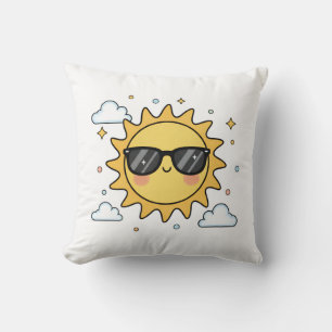 Gelukkig Lachende Zon Cartoon - Minimalistische Ka Kussen