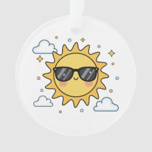 Gelukkig Lachende Zon Cartoon - Minimalistische Ka Ornament