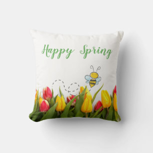 Gelukkig Lentetulp Bloem Vakantie Kussen