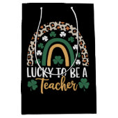 Gelukkig leraar Rainbow St Patrick's Day te zijn Medium Cadeauzakje (Voorkant)