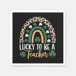 Gelukkig leraar Rainbow St Patrick's Day te zijn Servet