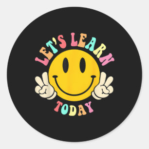 Gelukkig leren we vandaag leraar terug naar school ronde sticker