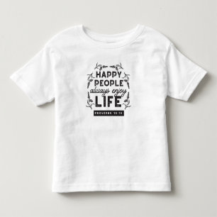 Gelukkig leven met geloof – Spreuken 15:15 Kunst Kinder Shirts