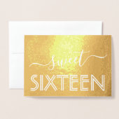 Gelukkig Lief 16e Verjaardag Modern Script Goud Ec Folie Kaarten (Voorkant met envelop)