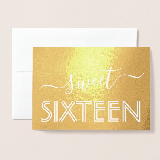 Gelukkig Lief 16e Verjaardag Modern Script Goud Ec Folie Kaarten (Voorkant met envelop)
