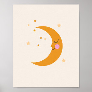 Gelukkig maantje kinderkamer decor poster
