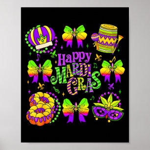 Gelukkig Mardi Gras 2026 Grappige King Cake Fleur Poster