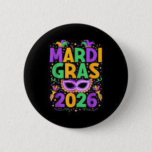 Gelukkig Mardi Gras 2026 Kostuum New Orleans Overe Ronde Button 5,7 Cm