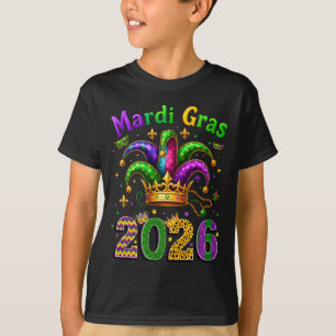 Gelukkig Mardi Gras 2026 Narrenhoed Mannen Vrouwen T-shirt