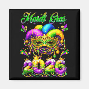 Gelukkig Mardi Gras 2026 Narrenhoed New Orleans Ma Magneet