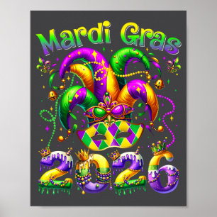Gelukkig Mardi Gras 2026 Narrenhoed New Orleans Ma Poster