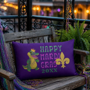 Gelukkig Mardi Gras Gator King Kussen