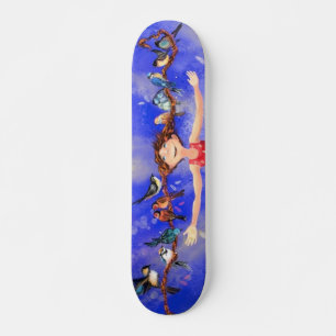 Gelukkig meisje met vogels - Geluk - Joy Skateboard