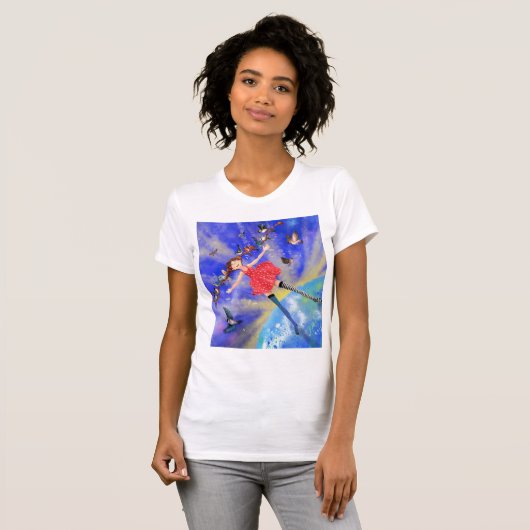 Gelukkig Meisje met Vogels T-Shirt - Happines (Voorkant volledig)