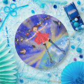 Gelukkig meisje met vogels - voeg je Afbeelding to Papieren Bordje (Feest)