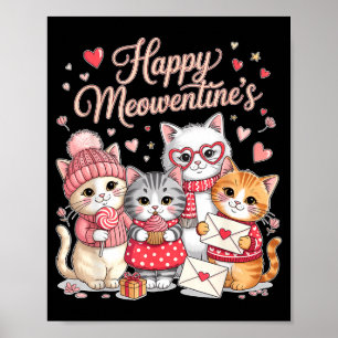Gelukkig Meowentines Schattig Valentijnsdag Kat Li Poster