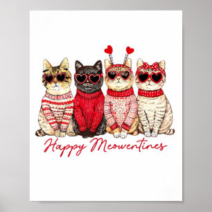 Gelukkig Meowentines Schattig Valentijnsdag Katten Poster