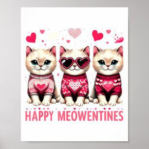 Gelukkig Meowentines Schattig Valentijnsdag Katten Poster