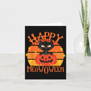 Gelukkig Meowoween Halloween Zwarte Kat Jack O Lan Kaart
