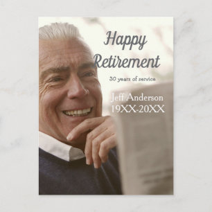 Gelukkig met je pensioen voeg naam foto jaren dien briefkaart