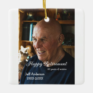 Gelukkig met je pensioen voeg naam foto jaren dien keramisch ornament