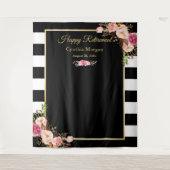 Gelukkig met pensioen BW Strepen Bloemstuk Achterg Wandkleed (Voorkant)