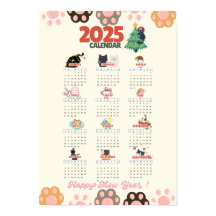 Gelukkig Miauwjaar 2025 wandkalender voor kattenli