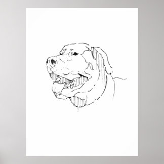 Gelukkig Minimalistische Labrador Retriever Inkt M Poster