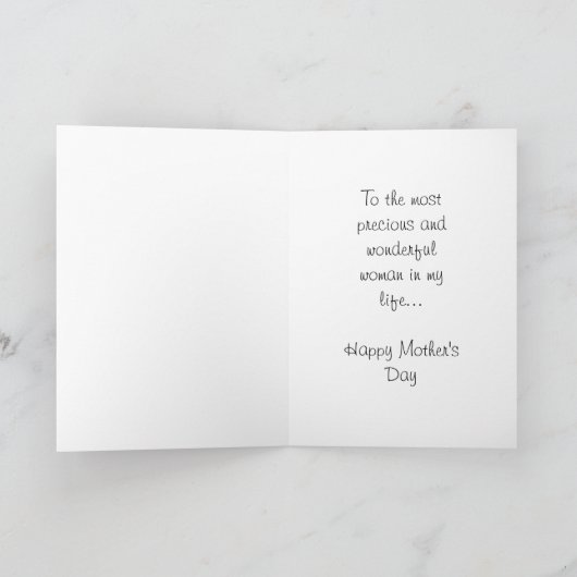 Gelukkig Moederdag aan Vrouw van Echtgenoot Kaart (Binnen)