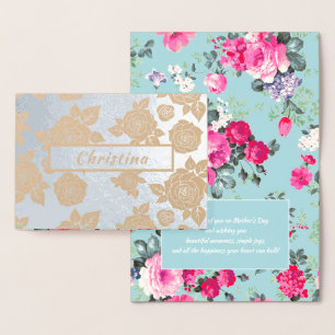 Gelukkig Moederdag. Aangepaste naam Luxe Folie Kaarten