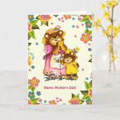 Gelukkig Moederdag. Beer Kaart (Gele Bloem)