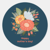 Gelukkig moederdag bloemenboeket ronde sticker (Voorkant)