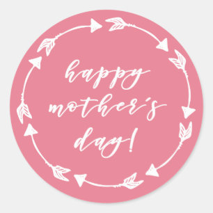 Gelukkig Moederdag! Pink Boho Moederdag Ronde Sticker