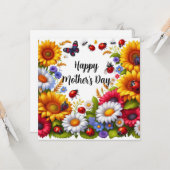 Gelukkig Moederdag Platte Wenskaart Kaart (Voorkant / Achterkant in situ)