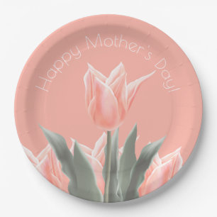 Gelukkig Moederdag! Stijlvolle Tulps Flowers Papieren Bordje