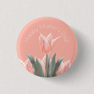 Gelukkig Moederdag! Stijlvolle Tulps Flowers Ronde Button 3,2 Cm