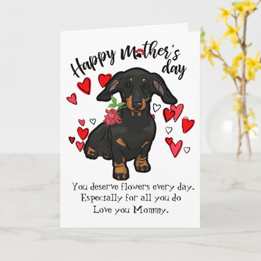 Gelukkig Moederdag van uw Kaart van de Hond van de (Gele Bloem)