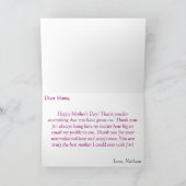 Gelukkig Moederdag van uw zoon Kaart (Binnen)
