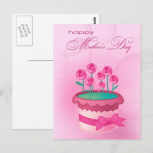 Gelukkig Moederdag. Waterverf Rozen in Pot Briefkaart