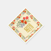 Gelukkig Moederdag Wildbloemen Gold Lijst Servet (Hoek)