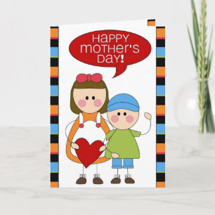 gelukkig moederdag (zoon & dochter) kaart