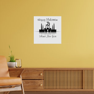 Gelukkig moharram islamisch nieuwjaar poster