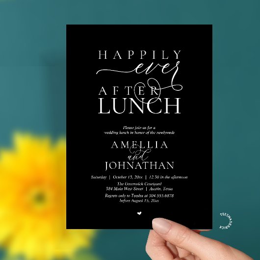 Gelukkig Na de Lunch Moderne Trouw Elopement Kaart