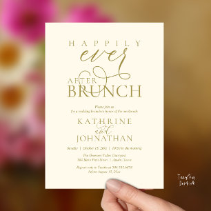 Gelukkig Na Elopement Bruiloft Brunch Kaart